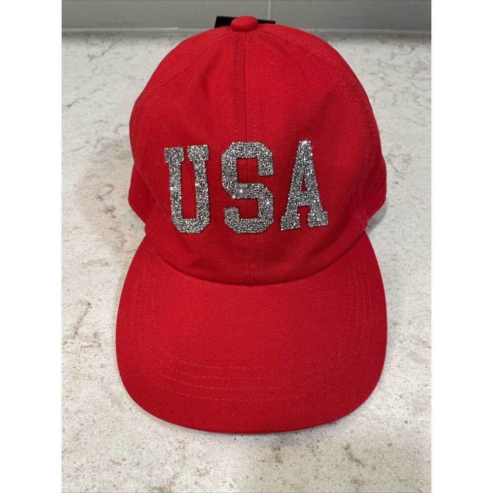 Bling USA Baseball Cap Hat rhinestones Sparkle Patriotic Red American Glam NEW